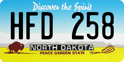 ND license plate HFD258