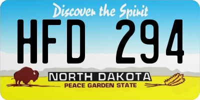 ND license plate HFD294