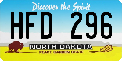 ND license plate HFD296
