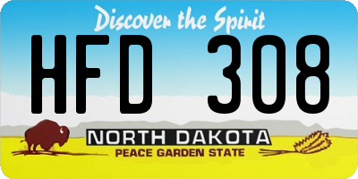 ND license plate HFD308