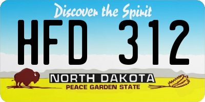 ND license plate HFD312