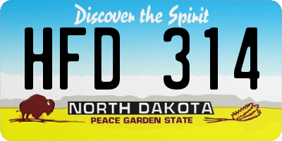 ND license plate HFD314