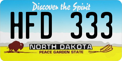 ND license plate HFD333