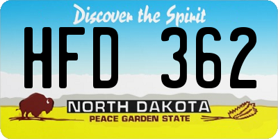 ND license plate HFD362
