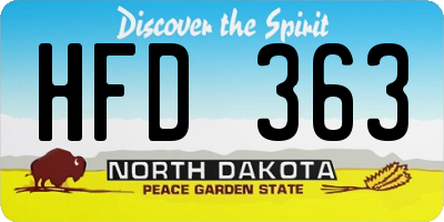 ND license plate HFD363