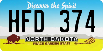 ND license plate HFD374
