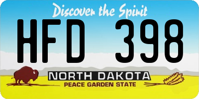 ND license plate HFD398