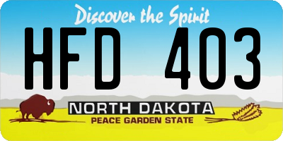 ND license plate HFD403