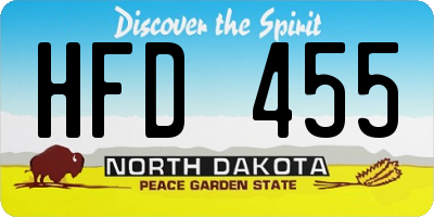 ND license plate HFD455
