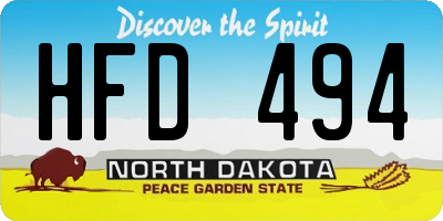 ND license plate HFD494