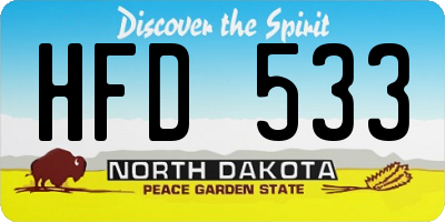 ND license plate HFD533