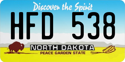 ND license plate HFD538