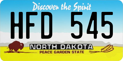ND license plate HFD545