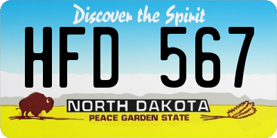ND license plate HFD567