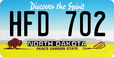 ND license plate HFD702