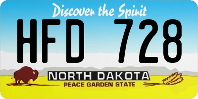 ND license plate HFD728