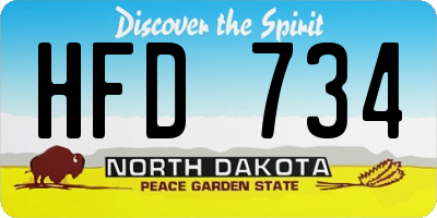 ND license plate HFD734