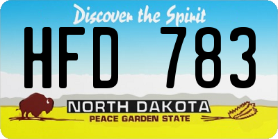 ND license plate HFD783