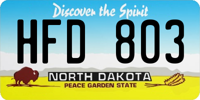 ND license plate HFD803