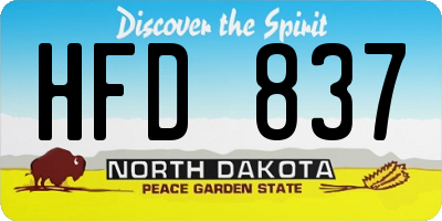 ND license plate HFD837