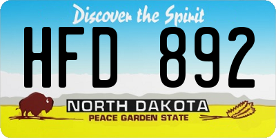 ND license plate HFD892