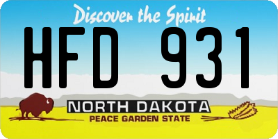 ND license plate HFD931