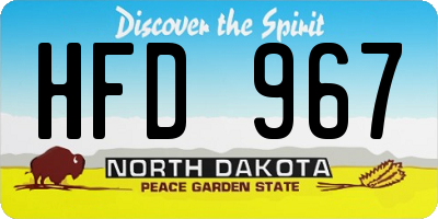 ND license plate HFD967