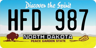 ND license plate HFD987