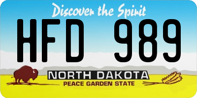 ND license plate HFD989