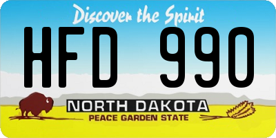 ND license plate HFD990