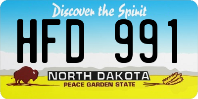 ND license plate HFD991