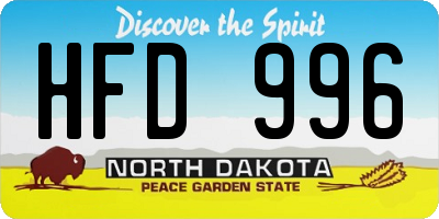 ND license plate HFD996