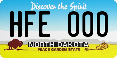 ND license plate HFE000