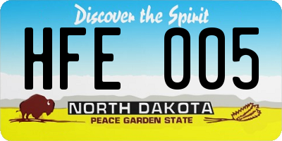 ND license plate HFE005