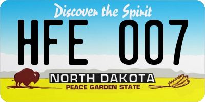 ND license plate HFE007