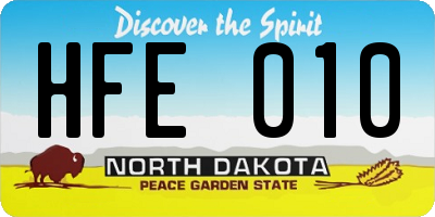 ND license plate HFE010