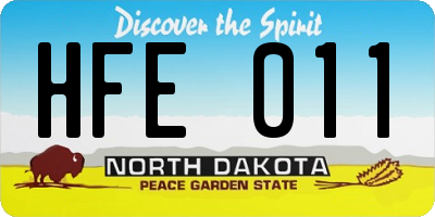 ND license plate HFE011