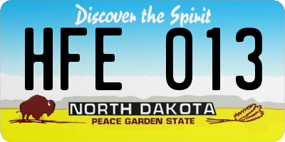 ND license plate HFE013