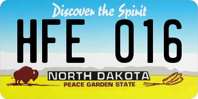ND license plate HFE016