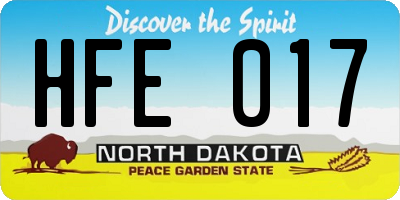 ND license plate HFE017