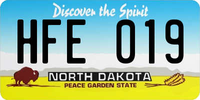 ND license plate HFE019
