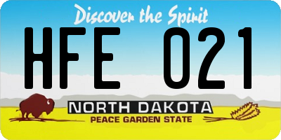 ND license plate HFE021