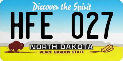 ND license plate HFE027