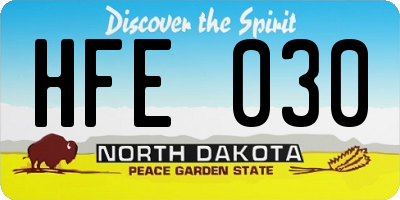 ND license plate HFE030