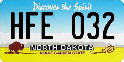ND license plate HFE032