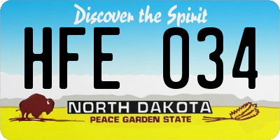 ND license plate HFE034