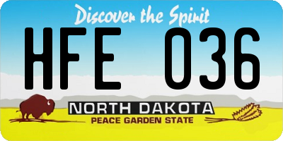 ND license plate HFE036