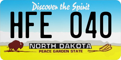 ND license plate HFE040