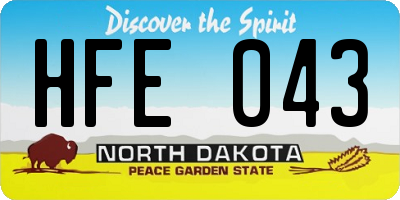ND license plate HFE043