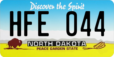 ND license plate HFE044
